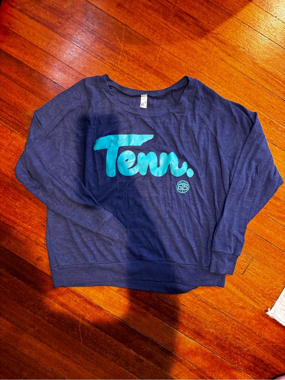 American Apparel Navy Sweatshirt with Teal 'Tenn.' Graphic #nashville